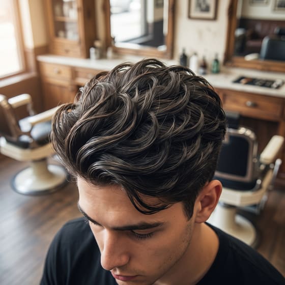 Corte moderno con pelo más largo y peinado con textura